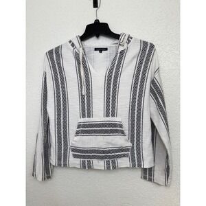 Ocean Drive Womens Striped‎ Hooded Pullover Top Boho Festival Medium